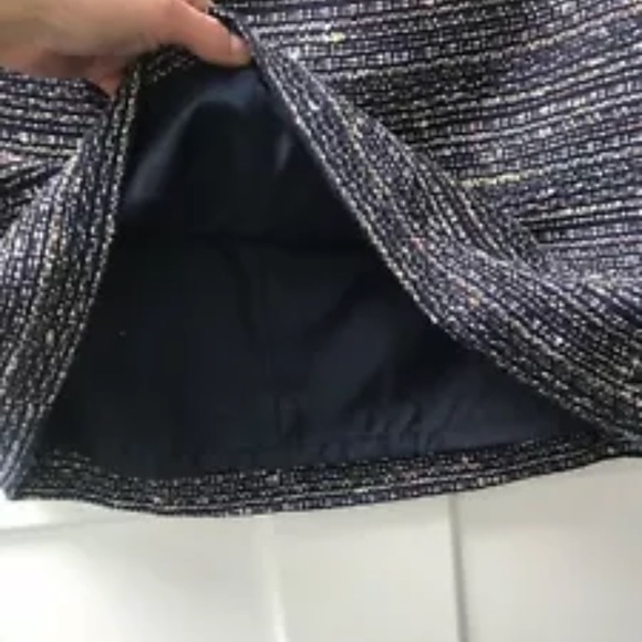 LOFT Tweed Skirt w Pockets Navy Multi-Color 14P - Picture 4 of 8